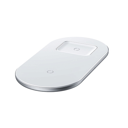 Беспроводная зарядка 2-в-1 для телефона и AirPods Baseus Simple (быстрая зарядка) белая