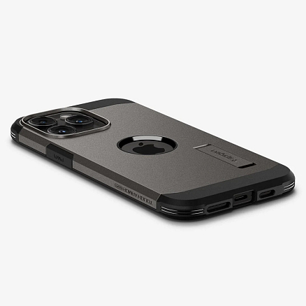 Чехол для iPhone 15 Pro Max гибридный для экстремальной защиты Spigen Tough Armor MagFit серый