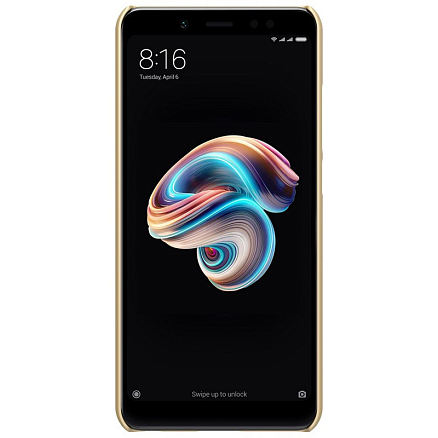 Чехол для Xiaomi Redmi Note 5 (global), Redmi Note 5 Pro пластиковый тонкий Nillkin Super Frosted золотистый