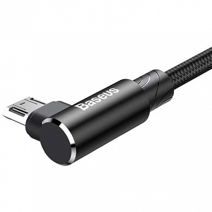 Кабель USB - MicroUSB для зарядки 1 м 2А с угловым штекером плетеный Baseus MVP Elbow черный