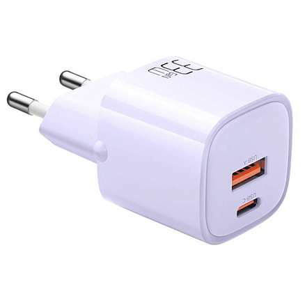 Зарядное устройство сетевое с USB и Type-C входами 33W GaN McDodo CH-0155 (быстрая зарядка PD, QC) фиолетовое