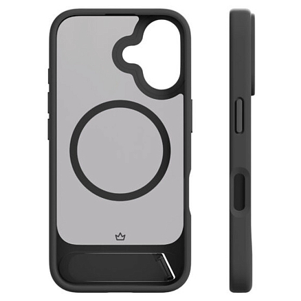 Чехол для iPhone 16 гибридный с подставкой VLP Reels Magsafe прозрачно-черный