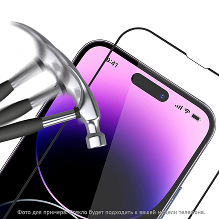 Защитное стекло для iPhone 16 Pro на весь экран противоударное Tempered Glass 3D черное