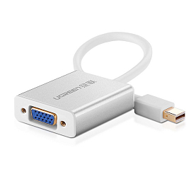 Переходник (преобразователь) Mini DisplayPort - VGA, 3,5 мм (папа - мама, мама) длина 17 см Ugreen MD107 белый