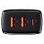 Зарядное устройство сетевое с двумя USB и Type-C входом 3А 30W Baseus Compact (быстрая зарядка PD, QC 3.0) черное