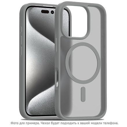 Чехол для iPhone 16 гибридный Matt Case MagSafe прозрачно-серый