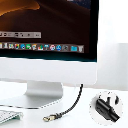 Кабель-удлинитель USB 3.0 (папа - мама) длина 0,5 м Ugreen US129 черный