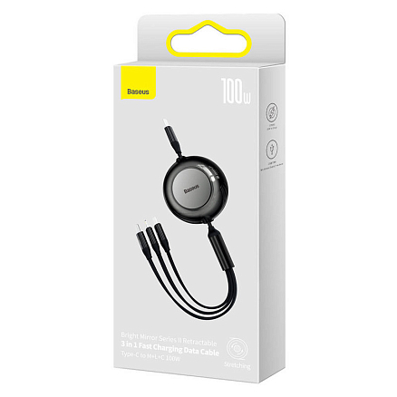 Кабель Type-C - MicroUSB, Lightning, Type-C 1,1 м 3.5A 100W Baseus Bright Mirror черный