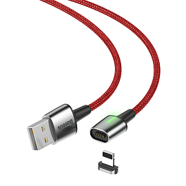 Кабель USB - Lightning для зарядки iPhone 2 м 1.5А магнитный плетеный Baseus Zinc красный