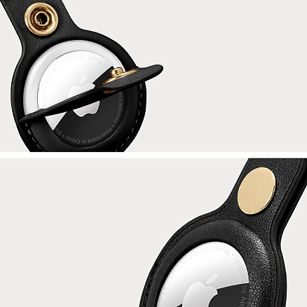 Чехол для AirTag кожаный Spigen Cyrill Basic черный