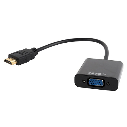 Переходник (преобразователь) HDMI - VGA + Audio (папа - мама) 15 см Cablexpert черный