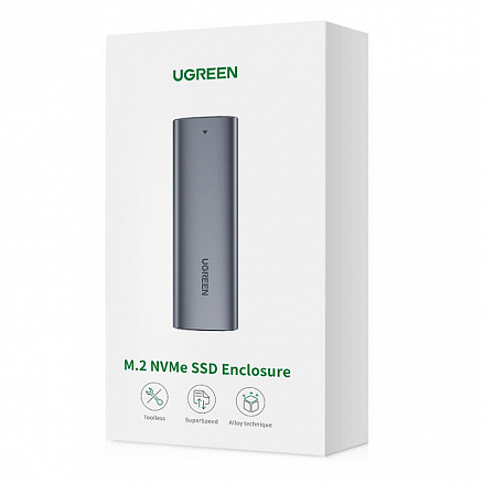 Корпус для SSD M.2 диска Type-C 3.1 Gen 2 (10 Gbps) Ugreen CM400 серый