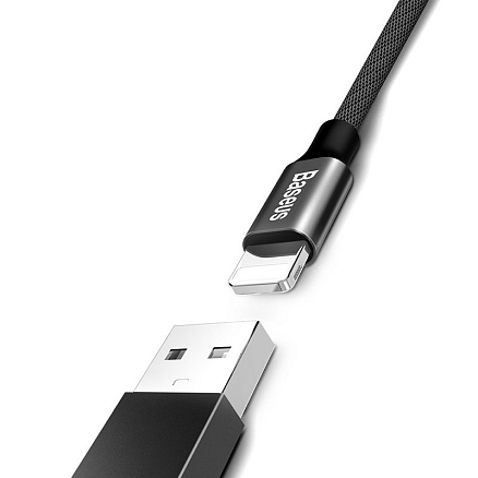 Кабель USB - Lightning для зарядки iPhone 1,8 м 2A плетеный Baseus Yiven черный