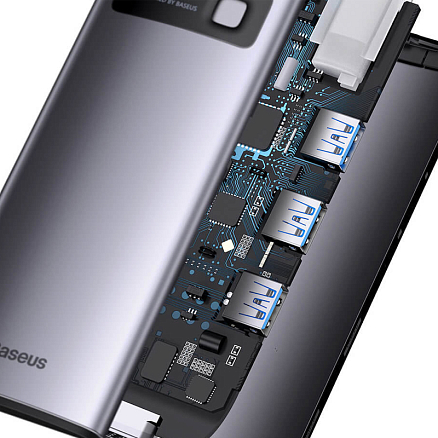 Хаб (разветвитель) Type-C - HDMI, 3 х USB 3.0, Type-C PD, VGA Baseus Gleam Series серый