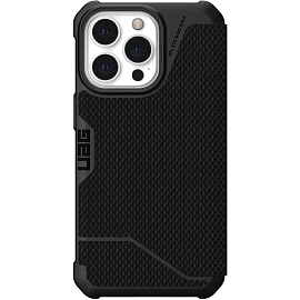 Чехол для iPhone 13 Pro гибридный для экстремальной защиты - книжка Urban Armor Gear UAG Metropolis Kevlar черный