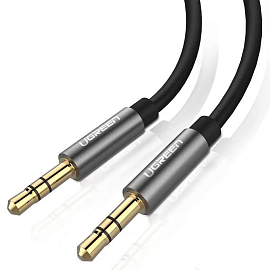 Кабель 3,5 мм - 3,5 мм (стандартный аудио разъем) Aux 1 метр Ugreen AV119 черный