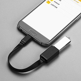 Переходник MicroUSB - USB хост OTG длина 11,5 см Ugreen US133 черный