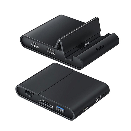 Док-станция с Type-C разъемом и хабом на 7 портов Baseus Mate Intelligent черная