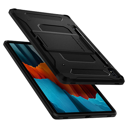 Чехол для Samsung Galaxy Tab S7 11.0 T870, T875, S8 11.0 гибридный для экстремальной защиты Spigen Tough Armor Tech черно-серый