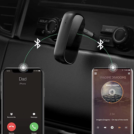 Bluetooth аудио адаптер (ресивер) разъем 3,5 мм aptX Ugreen CM279 с громкой связью черный