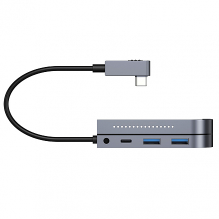 Хаб (разветвитель) Type-C - HDMI 4K, 2 х USB 3.0, Type-C PD с картридером SD и MicroSD Baseus Bend Angle No.7 серый