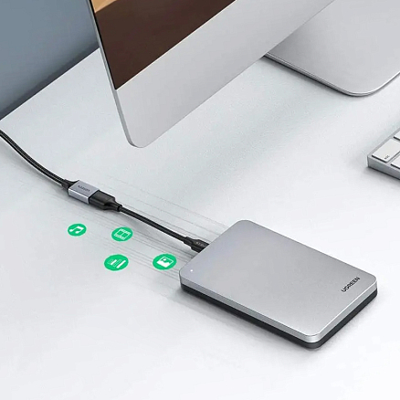 Кабель-удлинитель USB 3.0 - USB 3.0 (папа - мама) длина 1 м плетеный Ugreen US115 черный