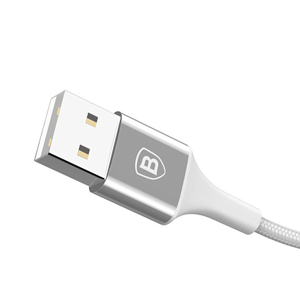 Кабель USB - Lightning для зарядки iPhone 1 м 2А плетеный Baseus Shining серебристый