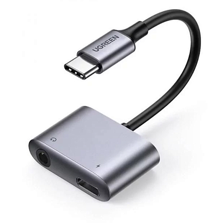 Переходник Type-C - 3,5 мм, Type-C PD 30W Ugreen CM231 серый