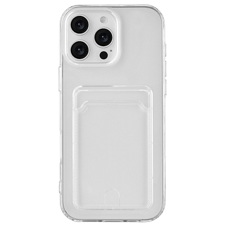 Чехол для iPhone 16 Pro гелевый с карманом для карты Rocket Clear Plus прозрачный
