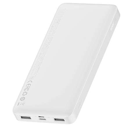 Внешний аккумулятор Baseus Bipow Digital с дисплеем 10000мАч (USB, Type-C, ток 3А, быстрая зарядка PD, QC 3.0, 15Вт) белый