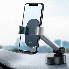 Держатель автомобильный на приборную панель с гравитационным зажимом Baseus Simplism серебристый