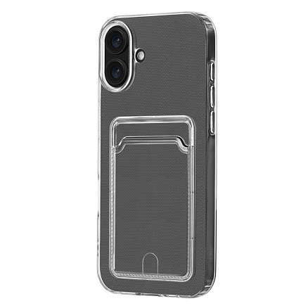 Чехол для iPhone 16 гелевый с карманом для карты Rocket Clear Plus прозрачный