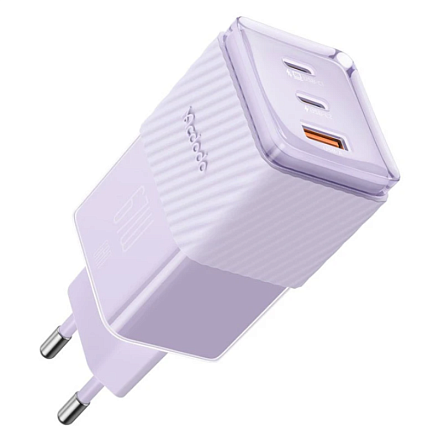 Зарядное устройство сетевое USB и двумя Type-C 67W McDodo CH-1502 GaN (быстрая зарядка PD, QC) фиолетовое
