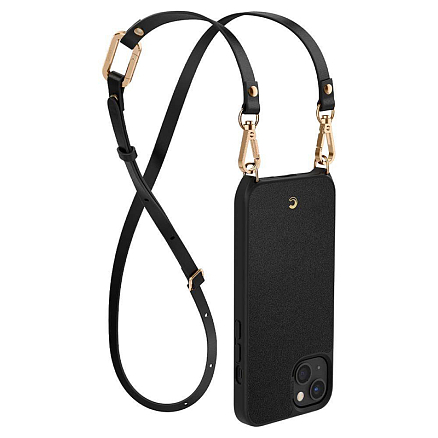 Чехол для iPhone 13 кожаный с ремешком Spigen Cyrill Classic Charm черный