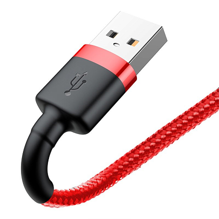 Кабель USB - Lightning для зарядки iPhone 0,5 м 2.4А плетеный Baseus Cafule красный