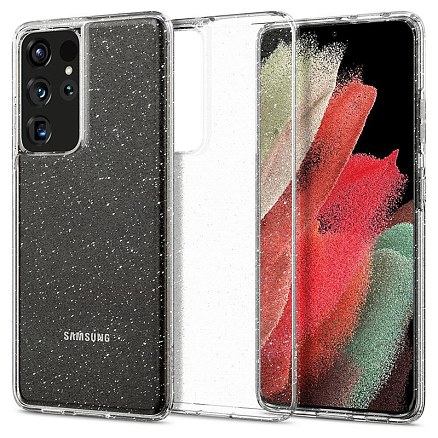 Чехол для Samsung Galaxy S21 Ultra гелевый с блестками Spigen SGP Liquid Crystal Glitter прозрачный