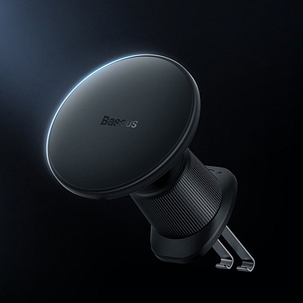 Держатель автомобильный в решетку обдува магнитный с беспроводной зарядкой (быстрая) Baseus CW01 черный