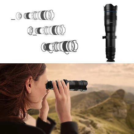 Объектив для телефона универсальный Telephoto 36Х со штативом Apexel APL-JS36