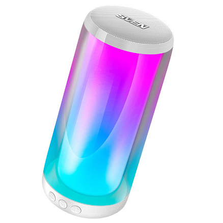 Портативная акустическая система Sven PS-265 с подсветкой, FM-радио, USB, MicroSD белая