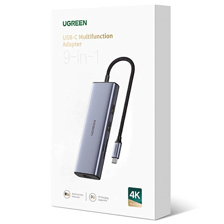 Хаб (разветвитель) Type-C 9-в-1 Ugreen CM490 серый