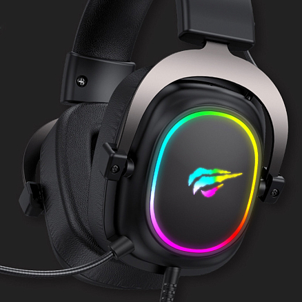 Наушники Havit H2002P полноразмерные с микрофоном и RGB подсветкой игровые черные
