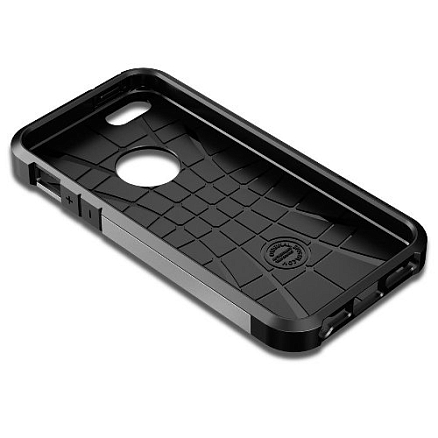 Чехол для iPhone 5, 5S, SE гибридный для экстремальной защиты Spigen SGP Tough Armor серебристый