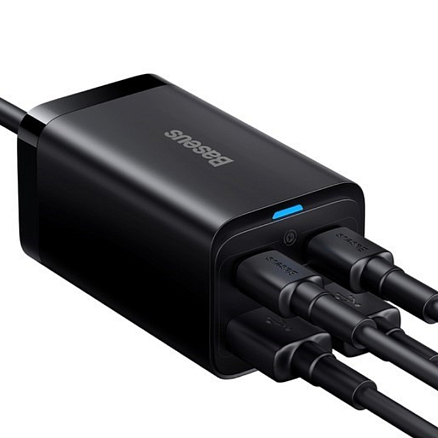 Зарядное устройство сетевое с двумя USB и двумя Type-C входами 3А 65W с кабелем Baseus GaN3 Pro (быстрая зарядка QC 4.0, 3.0, PD) черное
