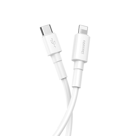 Кабель Type-C - Lightning для зарядки iPhone 1 м 2.4А 18W Baseus Mini White (быстрая зарядка PD) белый