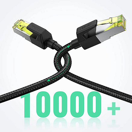 Сетевой кабель (патч-корд) RJ45 Cat.7 UTP длина 1 м плетеный Ugreen NW150 черный