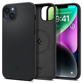 Чехол для iPhone 14 Plus силиконовый Spigen Silicone Fit MagSafe черный
