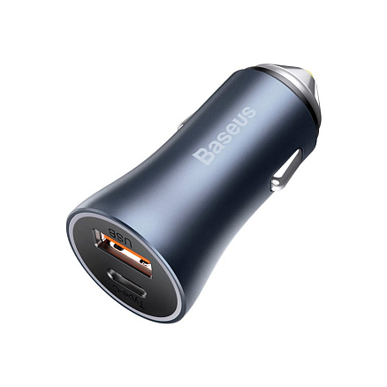 Зарядное устройство автомобильное с USB и Type-C входами 3A 40W Baseus Golden Contactor Pro темно-серое