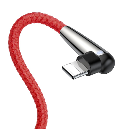 Кабель USB - Lightning для зарядки iPhone 2 м 1.5А плетеный с угловым штекером Baseus  Sharp-bird красный