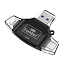 Картридер MicroSD 4-в-1 Lightning, Type-C, MicroUSB, USB Earldom ET-0T31 черный