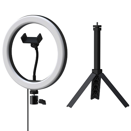 Кольцевая лампа диаметром 26 см со штативом высотой 8-30 см Ritmix RRL-263 черная